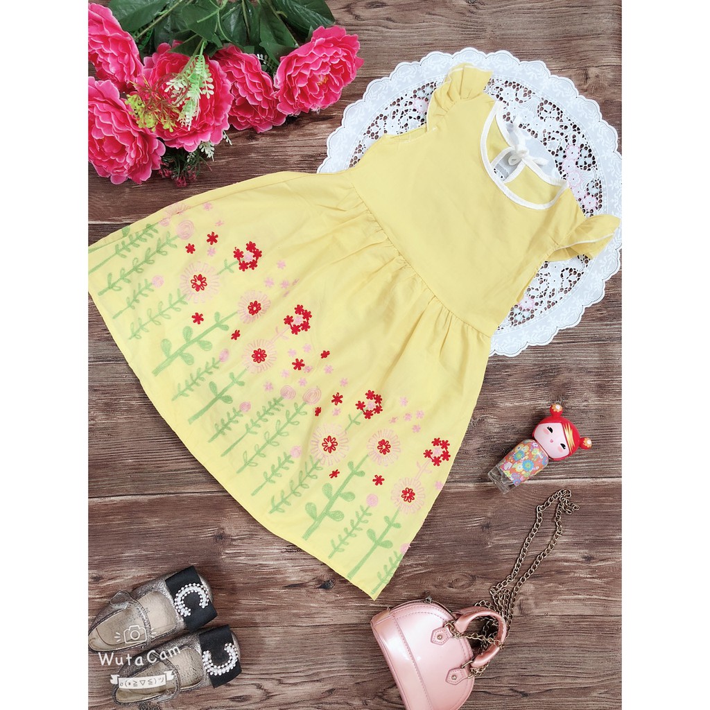 Váy Thêu Hoa Nổi Cao Cấp Cho Bé Từ 10-17kg
