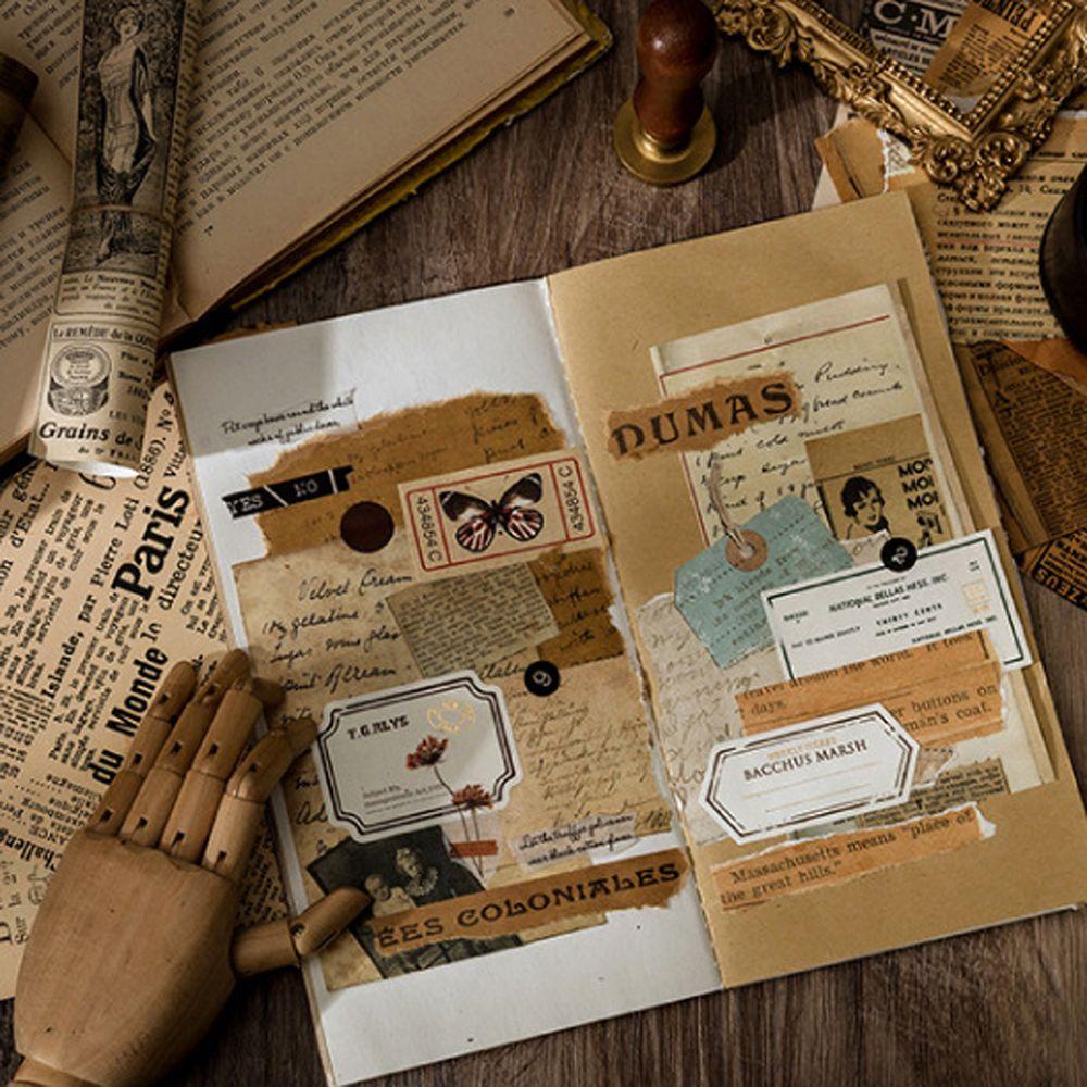 Set 30 Giấy Thủ Công Trang Trí Sổ Tay Phong Cách Retro Vintage