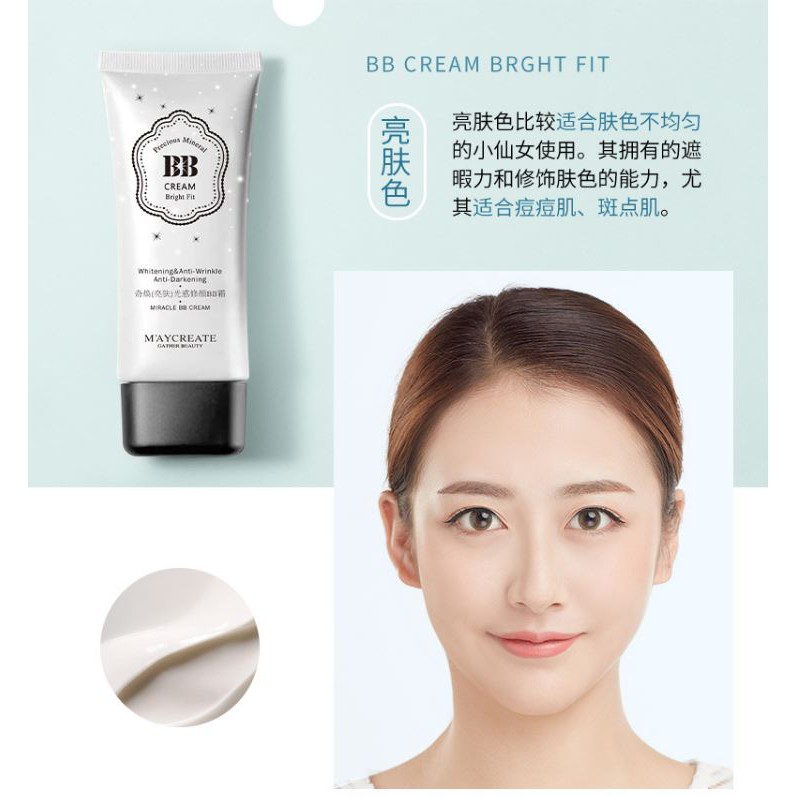 Kem nền Maycreate BB Cream Bright Fit Hàng Nội Địa Trung che phủ tốt làm sáng và mịn da | BigBuy360 - bigbuy360.vn