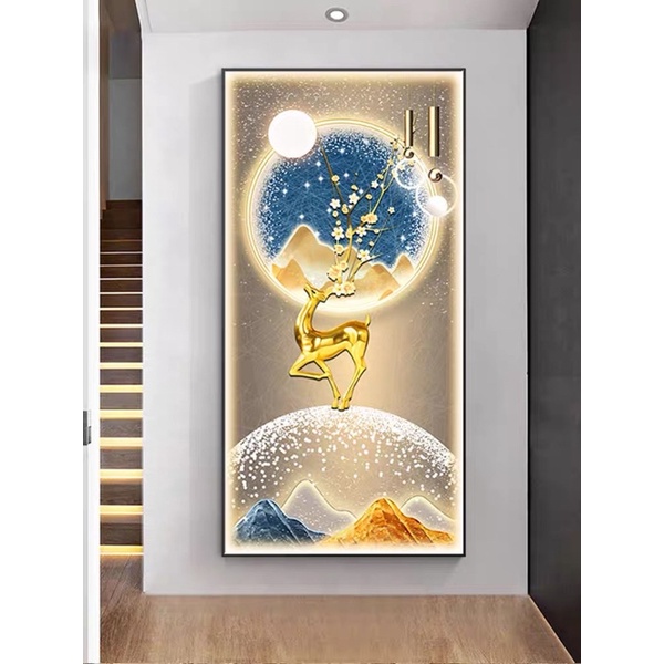 Tranh Treo Tường Lối Vào Tráng gương Phòng Khách/ Ngủ/ Phòng ăn/ Nhà Hàng Khách Sạn Cầu Thang Hươu Lông Vũ