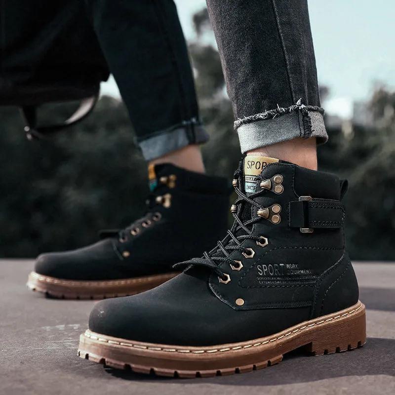Giày Bốt Martin Chất Liệu Cotton Chống Mòn Giữ Ấm Tốt Thời Trang Cho Nam Size 38-46 2022