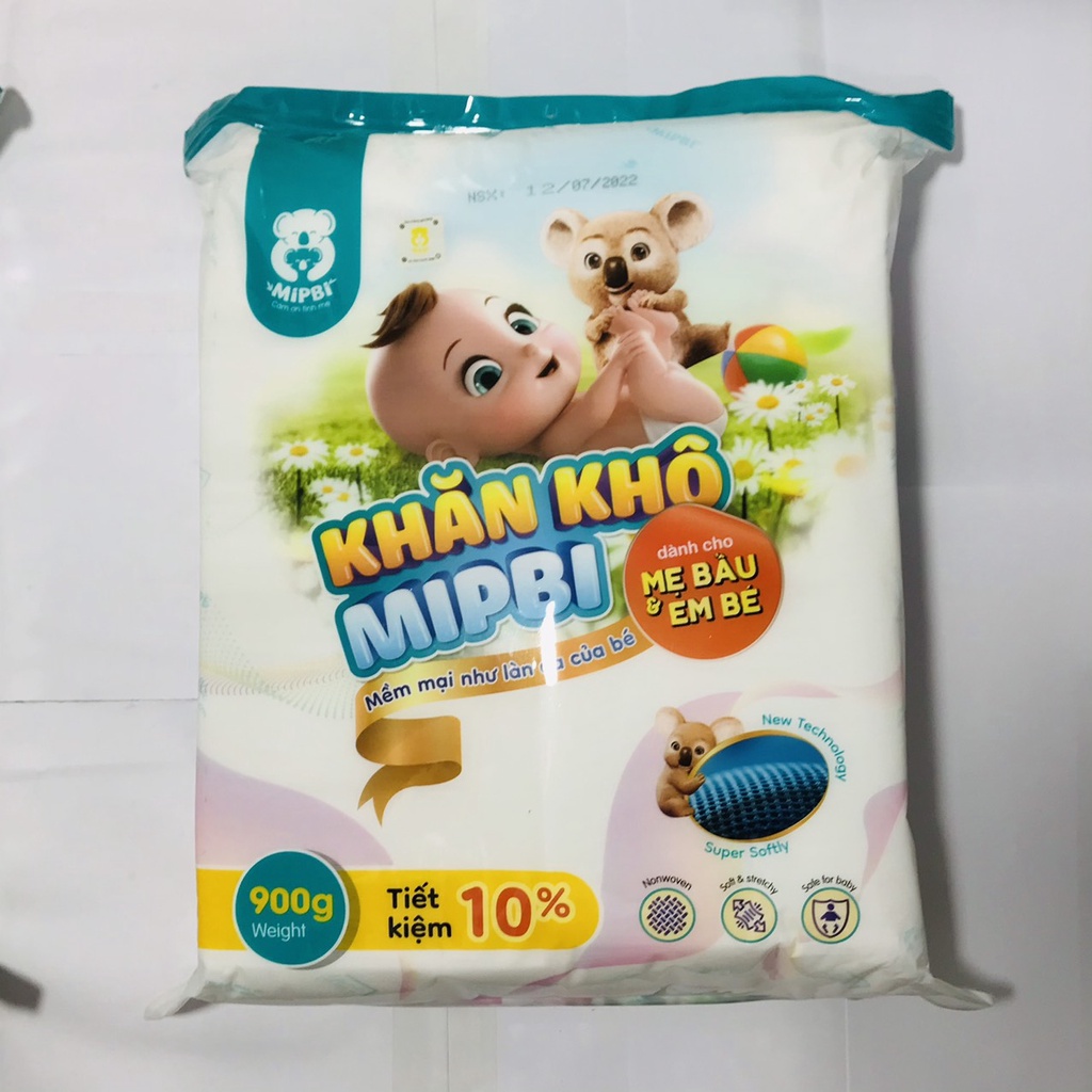 HÀNG CHÍNH HÃNG Khăn khô đa năng Mipbi 600gram,900gr an toàn cho bé MỀM MIN NHƯ LÀN DA EM BÉ