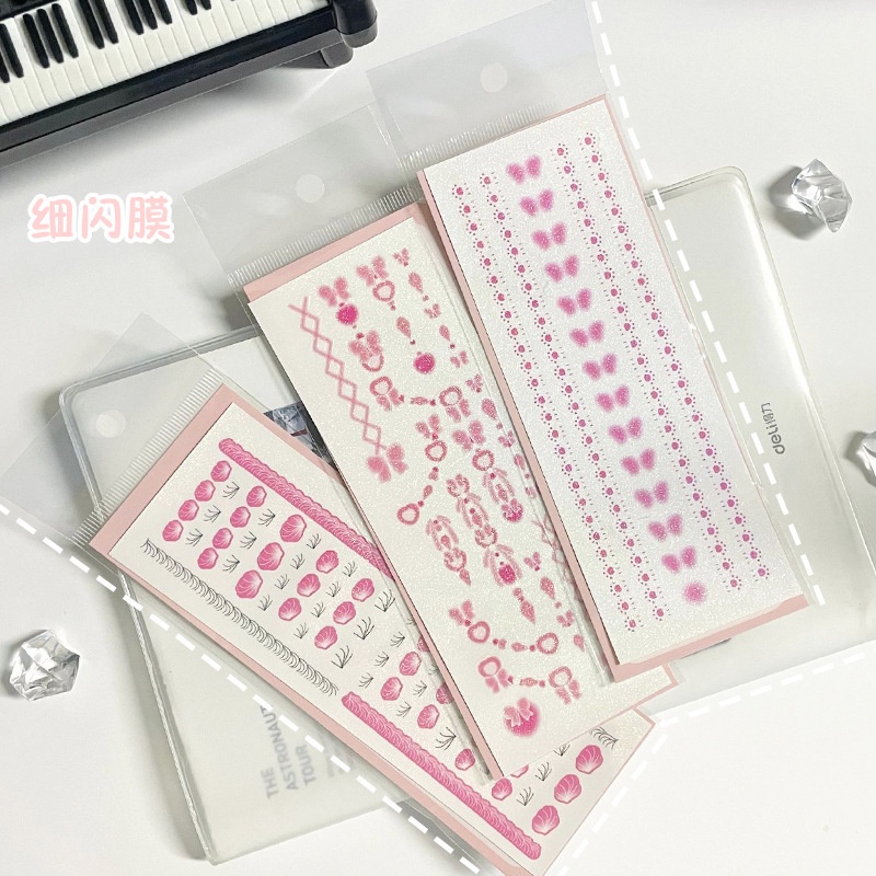 Zanmo nhãn dán sticker bướm nơ ren kim tuyến lấp lánh trang trí toploader