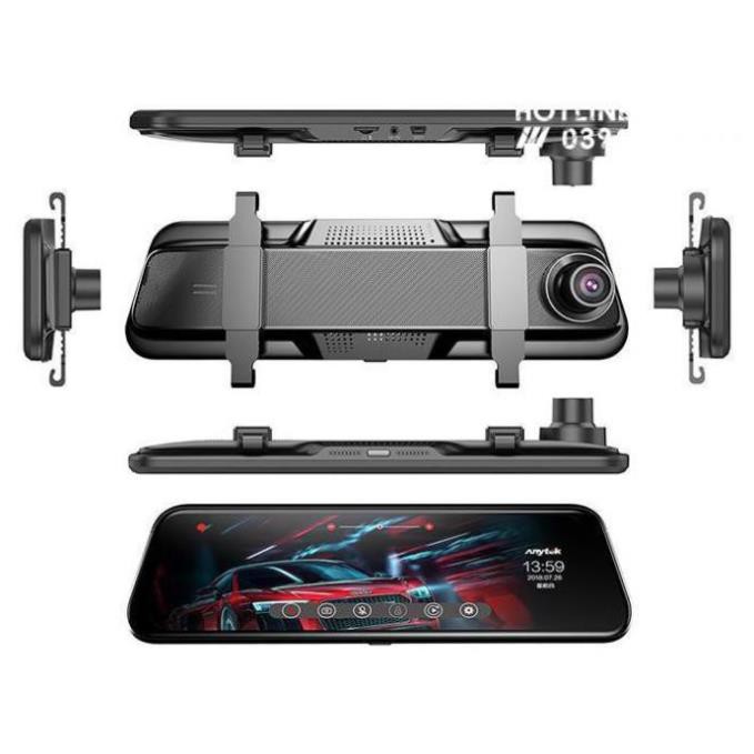 [Giảm giá]  CAMERA HÀNH TRÌNH GƯƠNG 10 INC ANYTEK T12 SIÊU NÉT FULLHD/GPS/ADAS KÈM CAMERA LÙI l