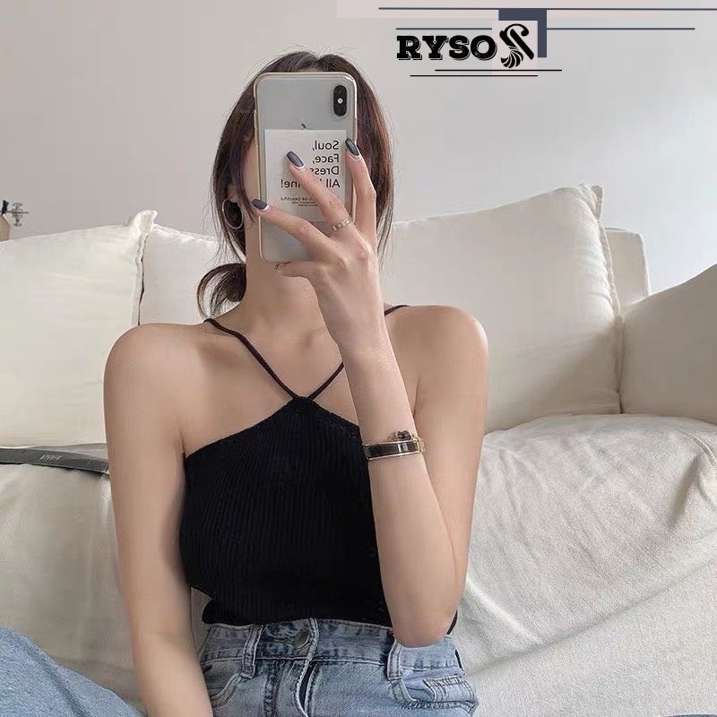 Áo croptop kiểu cổ yếm, Áo dây Đắp Chéo, Yếm 2 dây chéo Mảnh nữ Thun Gân