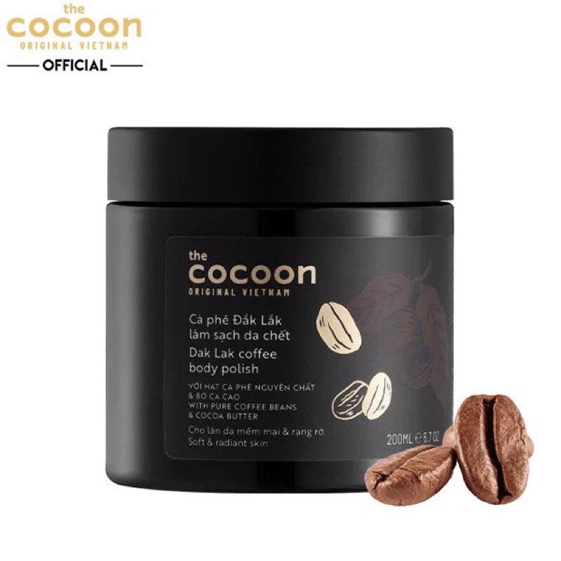 Tẩy Da Chết Body Chiết Xuất Cà Phê Dak Lak The Cocoon Dak Lak Coffee Body Polish 200ml