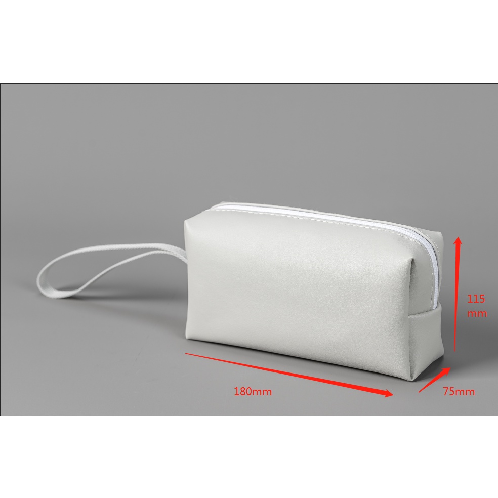 Solid Color Cosmetic Bag Waterproof PU Leather Travel Bag Handbag