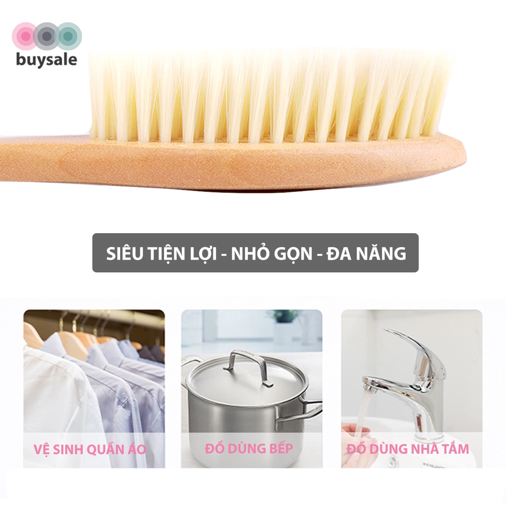Bàn chải đa năng cán gỗ lông mềm dùng đánh giày, giặt quần áo - BuySales - BSPK252