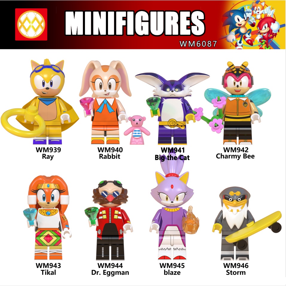 8 Loại Nhím Sonic The Hedgehog Minifigures Ray Rabbit Charmy Bee Tikal Dr. Mô Hình Đồ Chơi Nhân Vật Eggman Blaze Storm WM6087