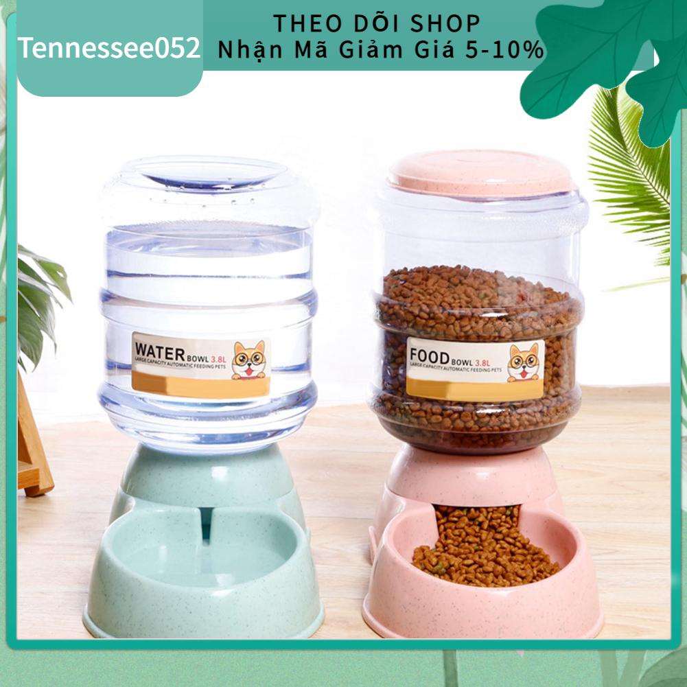 🌷Hàng HOT Bình uống nước tự động và bát ăn tự động cao cấp cho chó mèo 3.8L có thể tháo rời không trượt