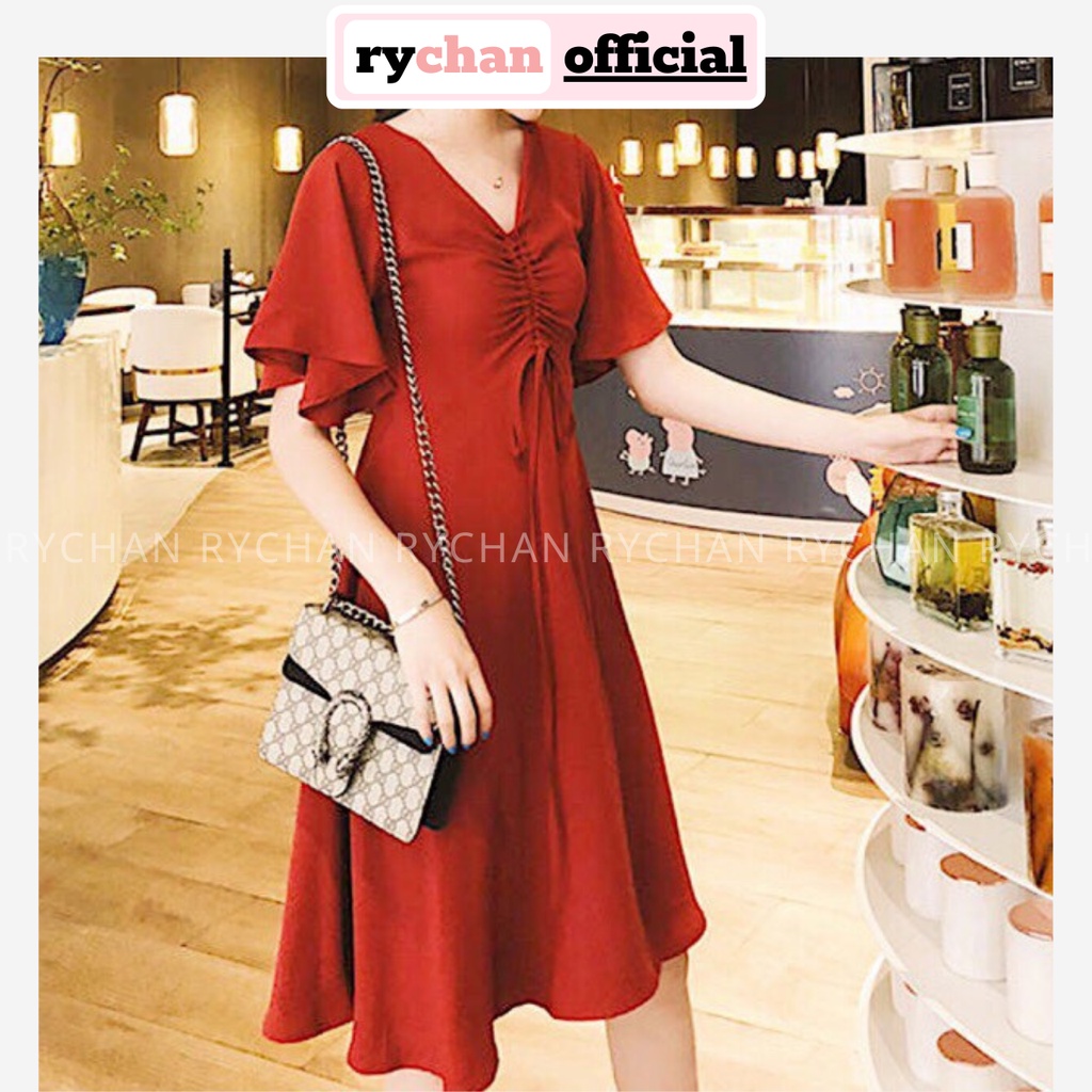[ẢNH THẬT CUỐI] DX629 - Đầm Xòe Cam Đất Rút Ngực