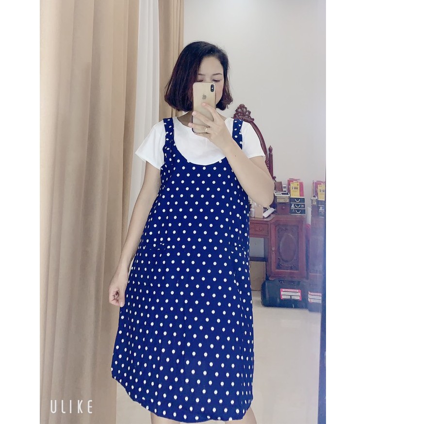 Váy bầu giả yếm chấm bi - 𝐕𝟕𝟗