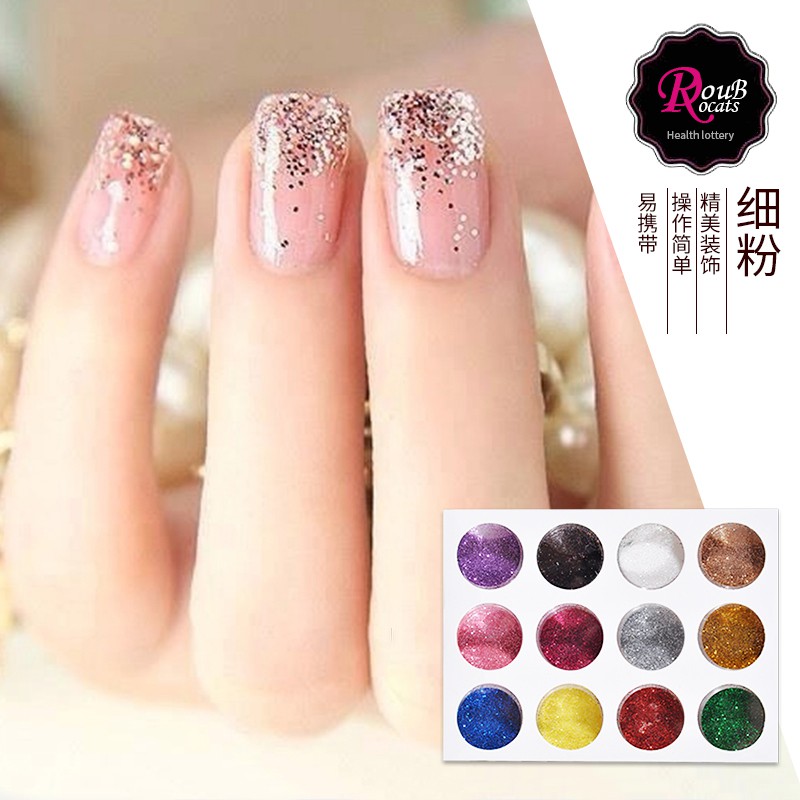 Set 12 màu nhũ rắc móng , nhũ rắc nail siêu sáng