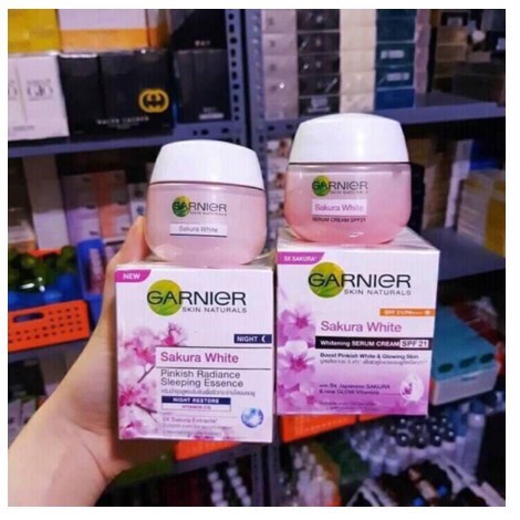 [SIÊU HOT] Kem Ngày và Đêm dưỡng trắng da Garnier Sakura White Thái Lan