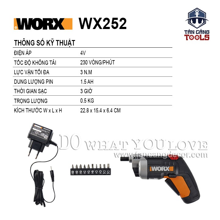 Máy Vặn Vít Dùng Pin 4V Worx WX252