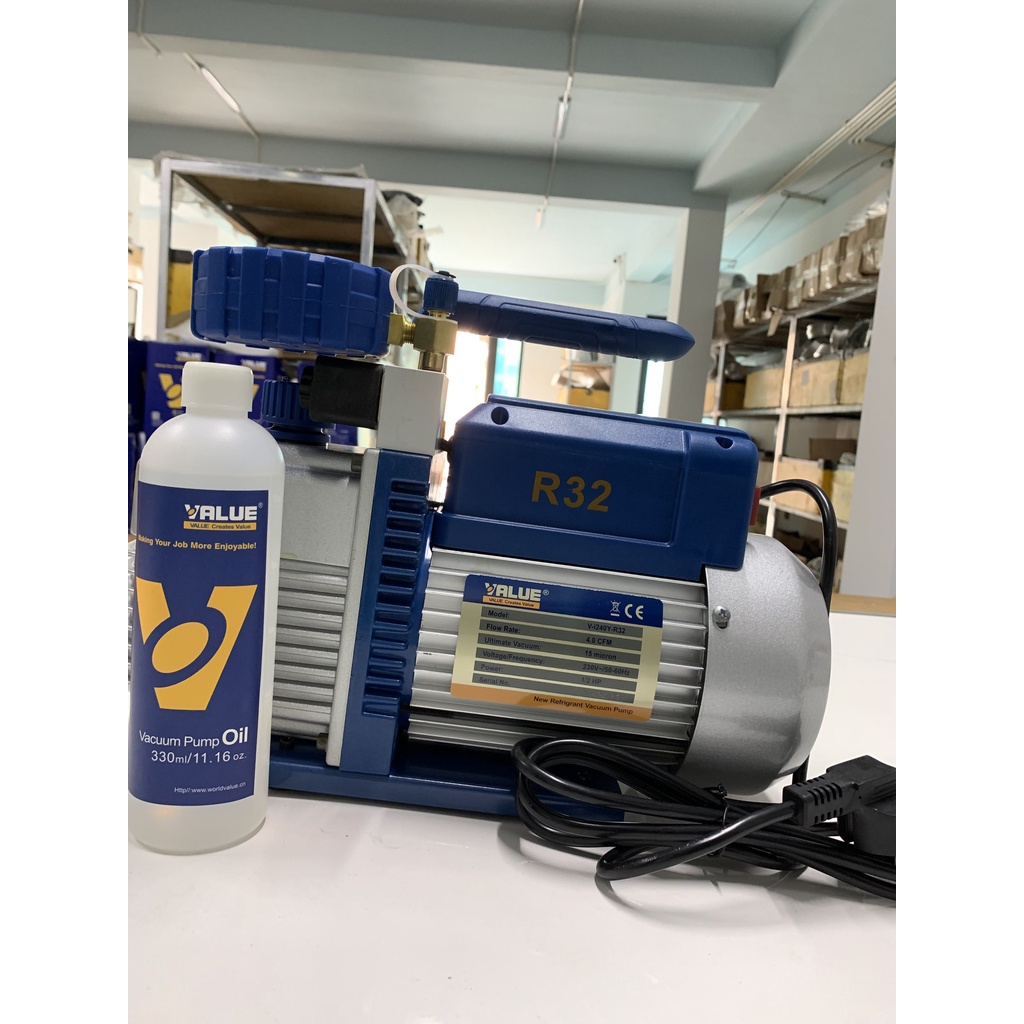 Máy hút chân không Value VI240Y loại 4.0CFM - Kèm đồng hồ báo áp và rơ le tự ngắt