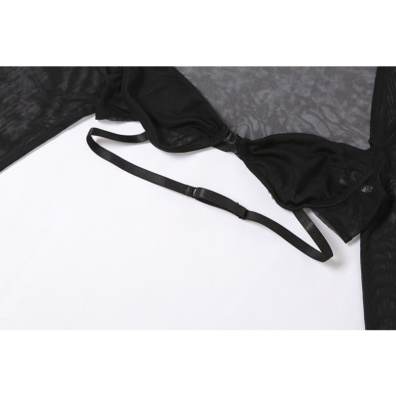 Áo Sơ Mi Tay Dài Kẻ Sọc Phối Lưới Cài Khóa Thiết Kế Quyến Rũ Cho Nữ