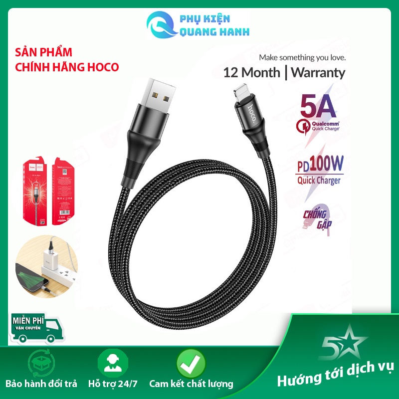 Sạc Nhanh + Chống Gãy  Dây Sạc Hoco X50 3A 18W Type C Micro IPAndroid HOCO