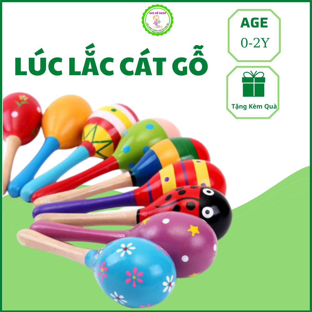 Lúc Lắc Gỗ Cầm Tay Cho Bé 0-2 Tuổi - Đồ Chơi Cảm Thụ Âm Nhạc  - Vui Vẻ Shop