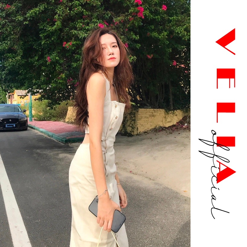 Váy Cut Out, Kaki Polyester cao cấp