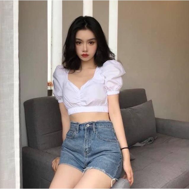 Áo croptop tay phồng