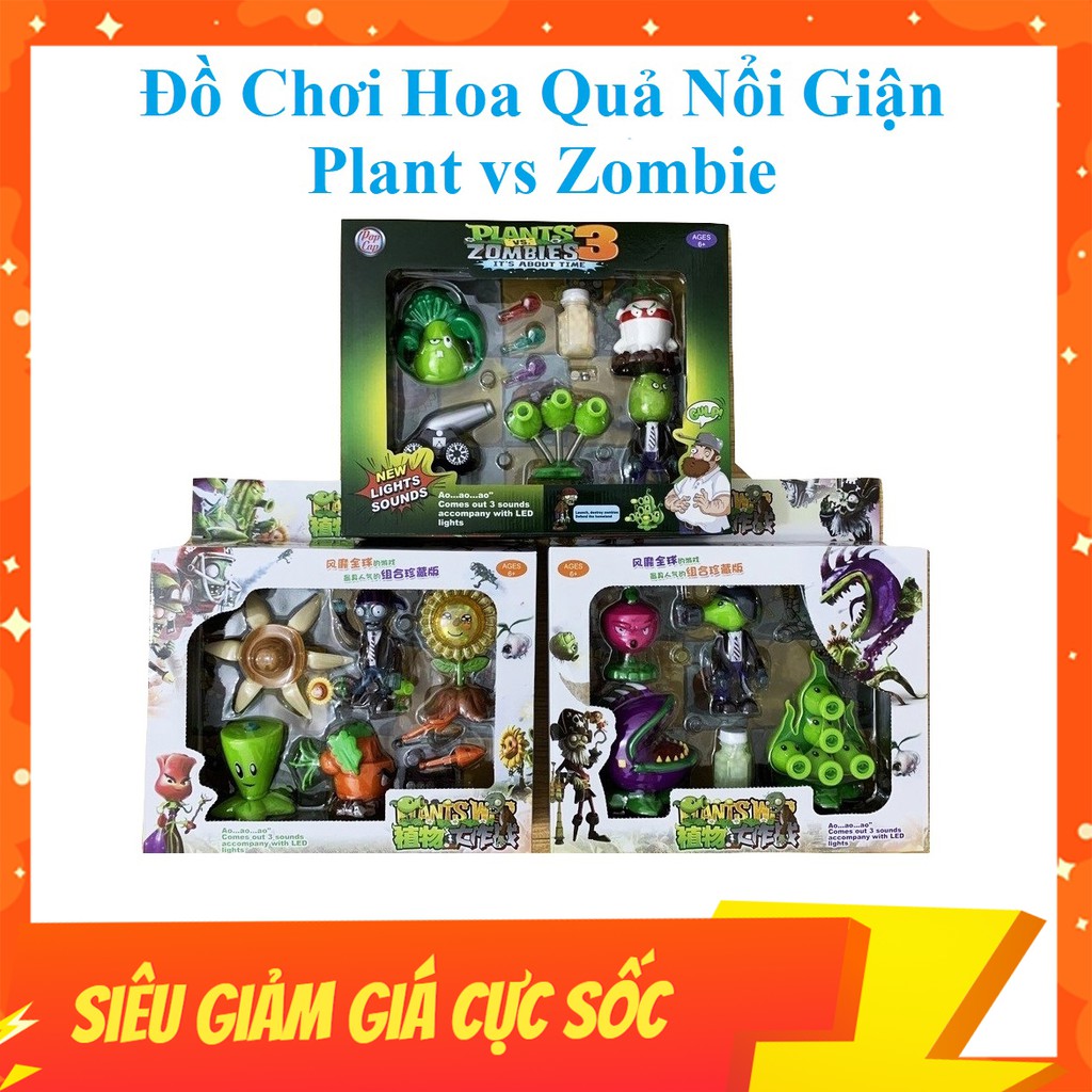 Đồ Chơi Zombies Hoa Quả Nổi Giận - Đồ Chơi Plant vs Zombie Hàng Đẹp, Có 3 Mẫu Lựa Chọn, Chơi Đội Nhóm Vui Nhộn