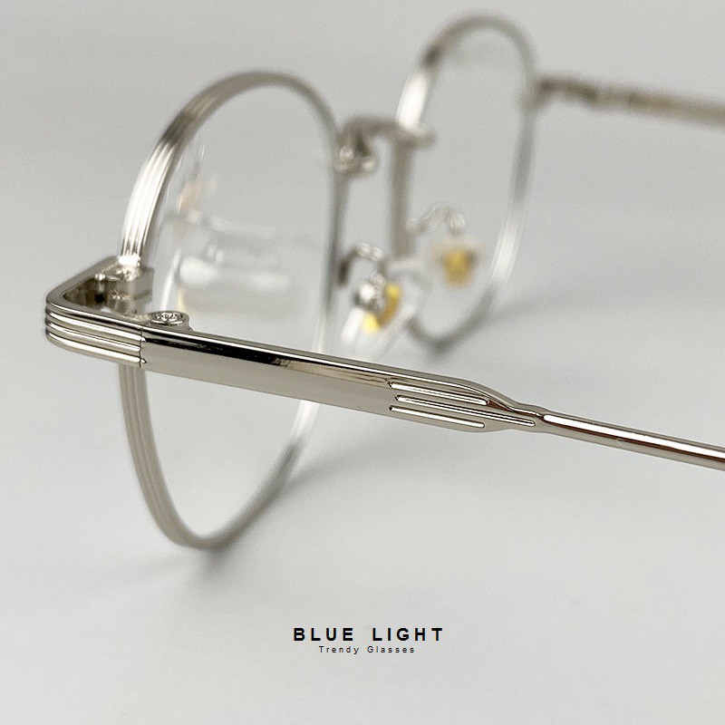 Gọng Kính Cận, Kính Mắt Giả Cận Nam Nữ, Mắt Vuông Gọng Full Kim Loại, Màu Bạc, Đen, Vàng Hàn Quốc - BLUE LIGHT