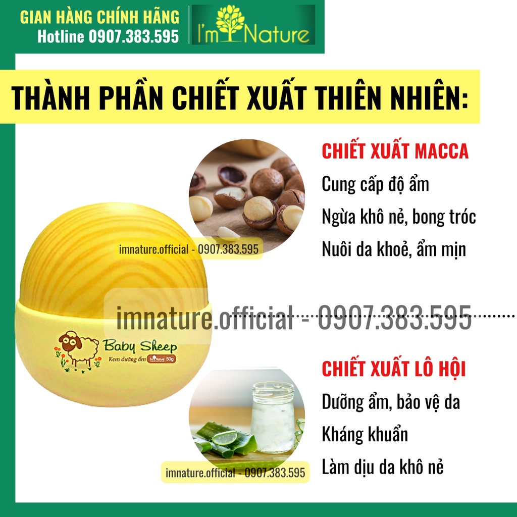 (Chính Hãng) Kem Dưỡng Ẩm Cho Bé Baby Sheep I’m Nature 50gr