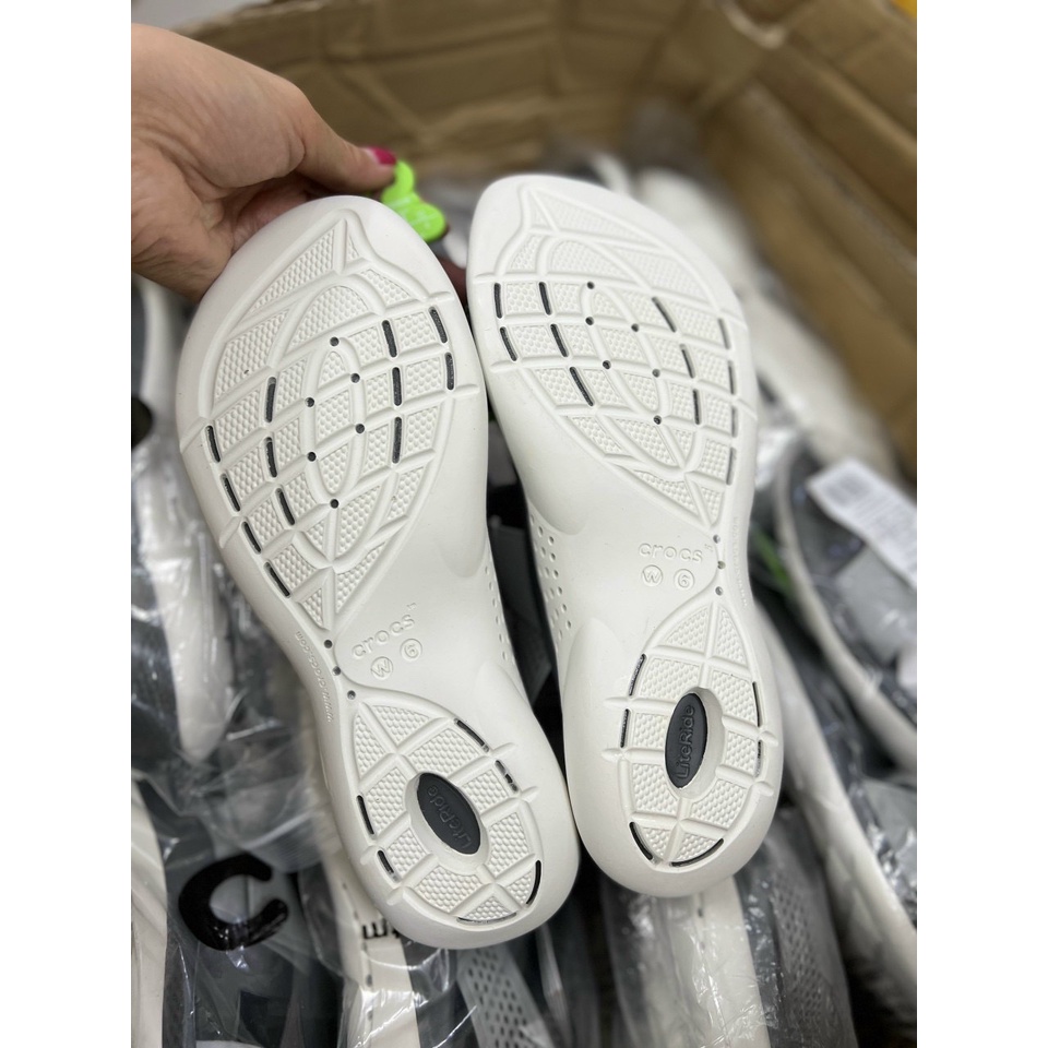 Giày Sandal Crocs Literide Nữ, Quai Ngang Nhẹ Ôm Chân, Đế Êm Chống Trơn Trượt