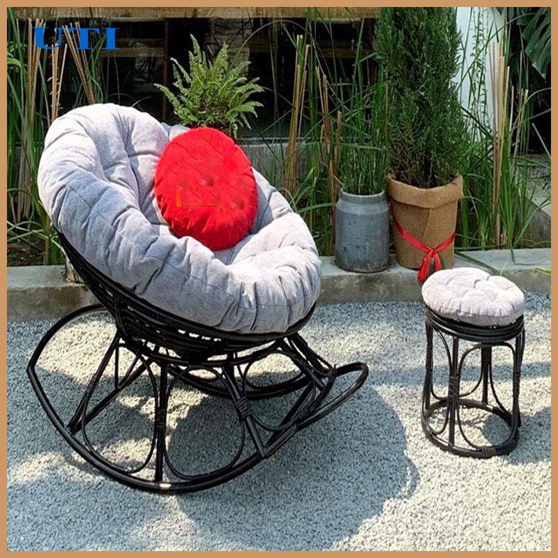 Ghế Papasan Bập Bênh Thư Giãn Phong Cách Bắc Âu Khung Thép Không Rỉ