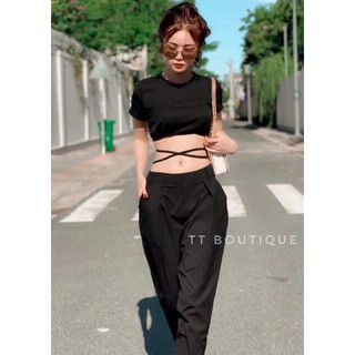 Áo kiểu thun croptop buộc dây