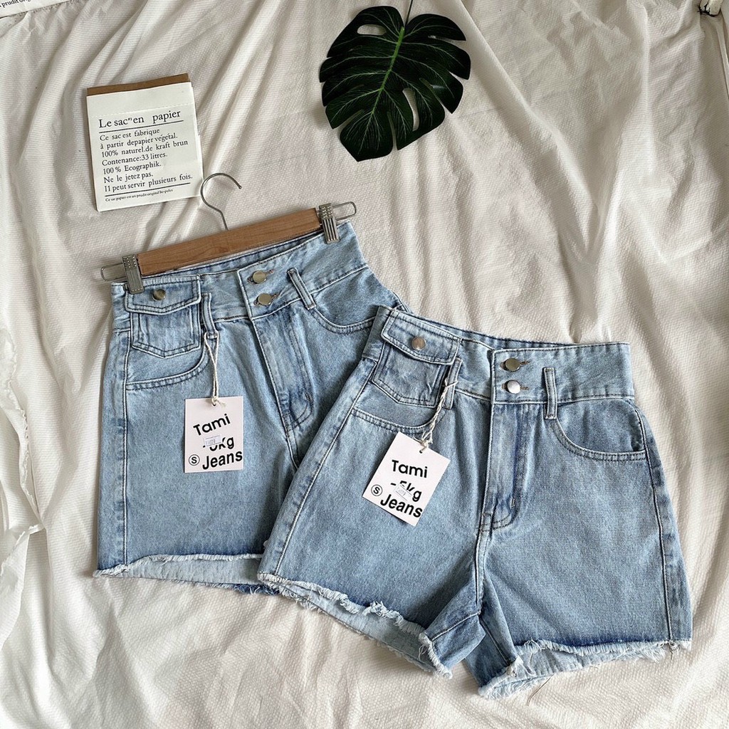 Quần Short Jean Nữ Trơn Túi Nắp Kiểu Size SML Hàng VNXK MS1029