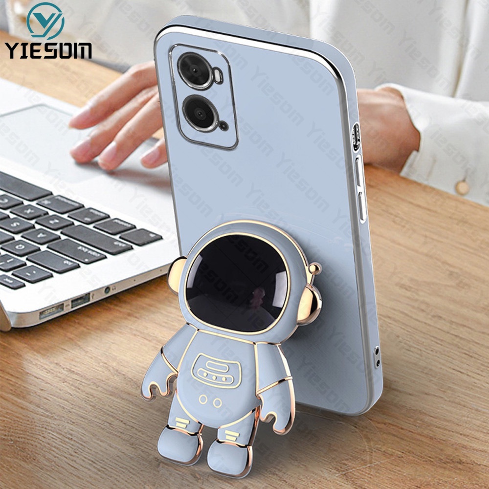 Ốp Điện Thoại Silicon Dẻo Mạ Viền Sang Trọng Kèm Giá Đỡ Cho OPPO A96 A76 A95 A74 A94 A93 A52 A92 4G 5G F17 F19 Pro