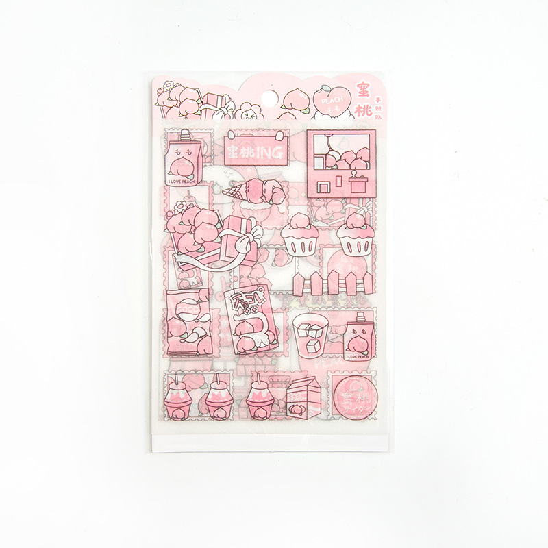 Set 4 tờ sticker trang trí sổ tay/điện thoại họa tiết hoạt hình dễ thương DIY