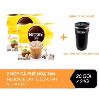 Combo 2 hộp cà phê Nestle Latte vị hạt phỉ tặng ly giữ nhiệt