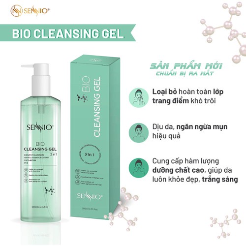 Nước tẩy trang không cồn sạch sâu dùng cho da dầu mụn và nhạy cảm, có thể thay thế sữa rửa mặt - Sennio Bio Gel Cleanser