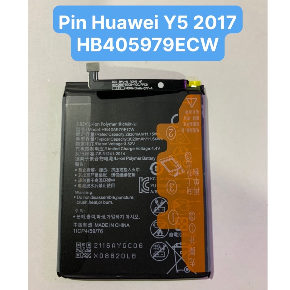 Pin zin huawei Y5 2017 / Y6 Pro 2017 / Honor 6C / MYA - L22 / HB405979ECW - 3020mAh