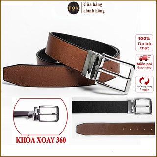  thắt lưng nam khóa xoay sử dụng 2 mặt dây nịt bụng nam da bò saffiano cao cấp siêu bền dễ phối trang phục - Fox Leather 