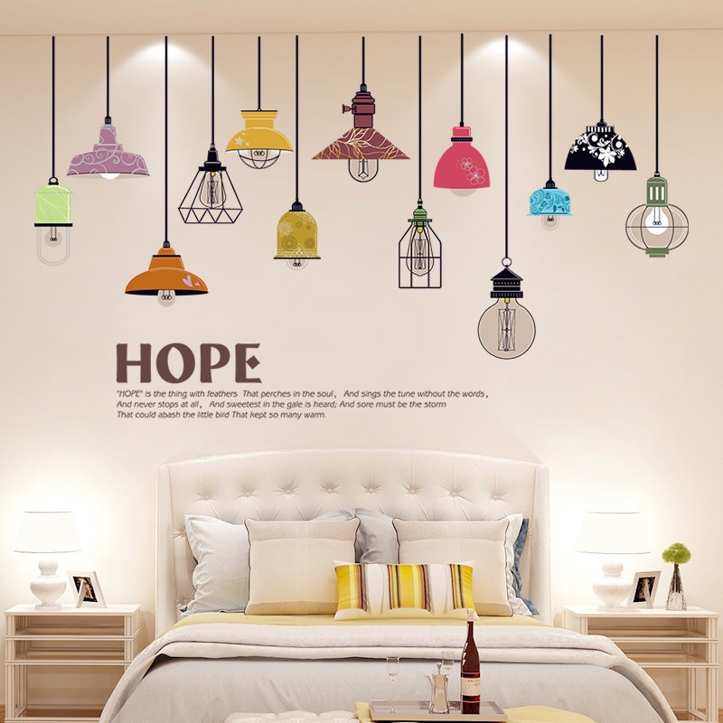 Decal dán tường Dây đèn thả