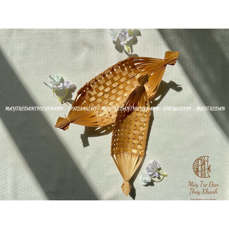 Thuyền tre đựng hoa quả đồ ăn chụp hình decor trang trí
