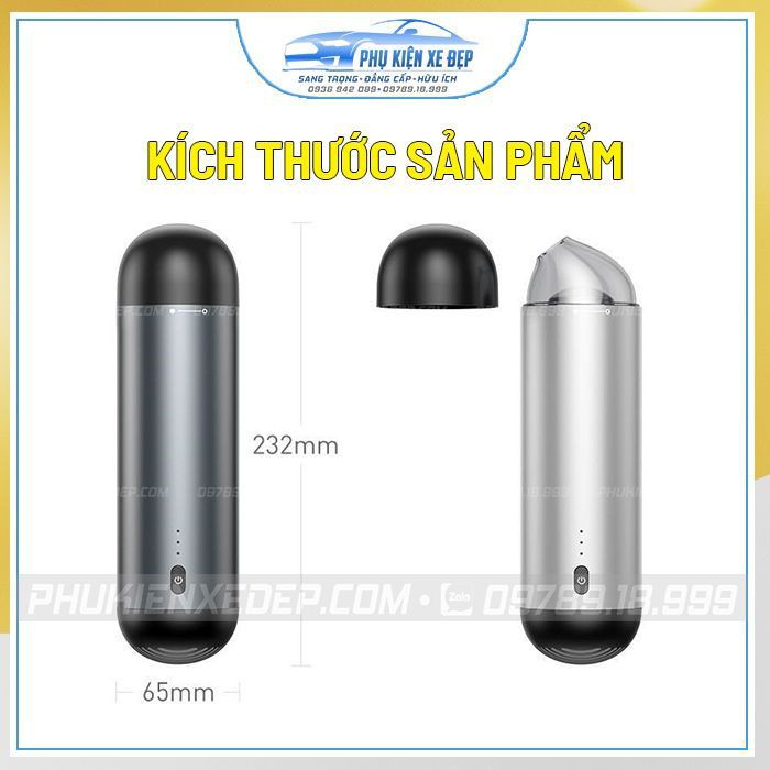 Máy hút bụi cầm tay⚡FREESHIP⚡ trên ô tô Baseus Capsule Cordless | Pin sạc 2000mAh | Công suất 65W | Bảo hành chính hãng