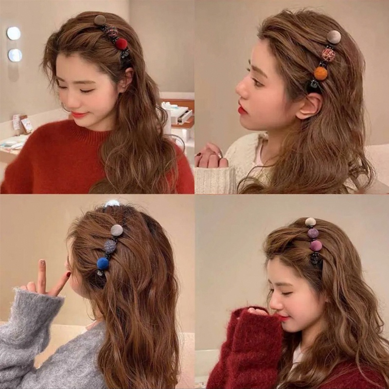Kẹp Tóc Mái Đính Bóng Lông Dễ Thương Ngọt Ngào Phong Cách Hàn Quốc Cho Nữ