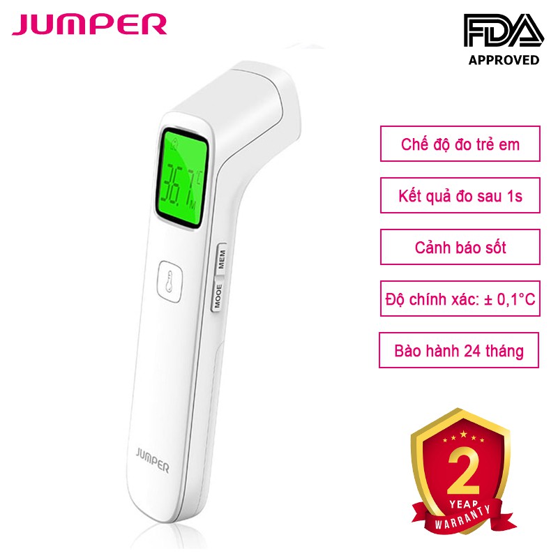 Nhiệt kế hồng ngoại không tiếp xúc đa năng Jumper FR203 [Hàng chính hãng BH 24 tháng]