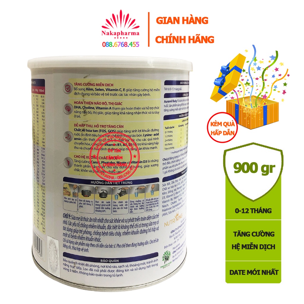 Sữa bột Auramil Baby 900gr
