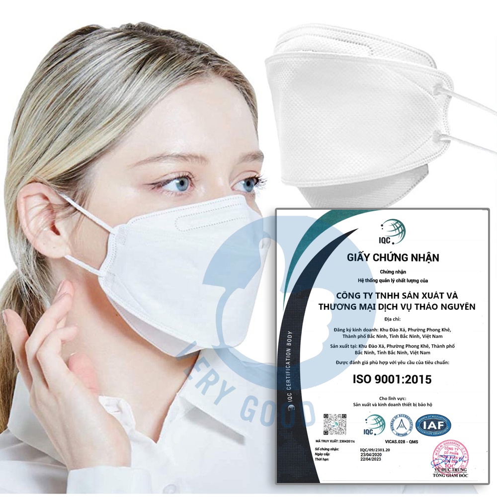 Khẩu trang y tế 3D (10 chiếc) 4 lớp KF94 kháng khuẩn thiết kế Hàn Quốc trắng nhiều màu thông thoáng (Tặng túi)