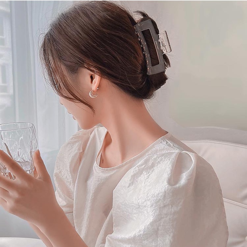 Kẹp Tóc Càng Cua Bằng Nhựa Trong Suốt Cỡ Lớn 2 Màu Tùy Chọn