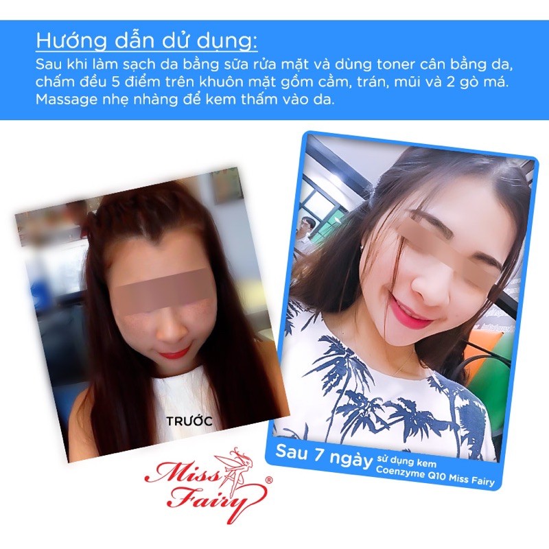 Kem MISS FAIRY Q10 - Dưỡng Trắng - Giảm Thâm Nám - Đốm Nâu - COENZYME Q-10 BEAUTY CREAM 15g