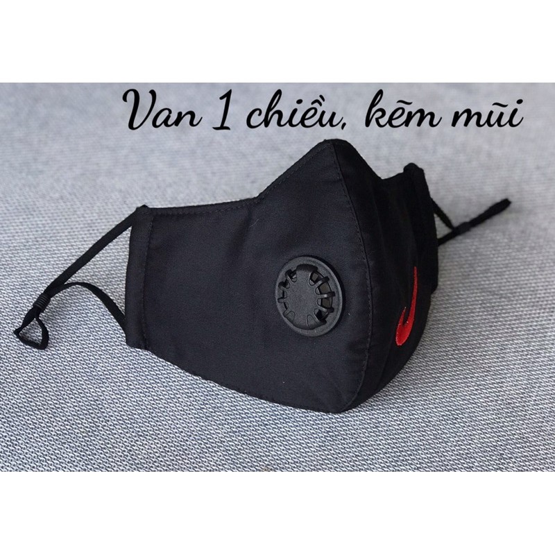 Khẩu Trang vải cao cấp có dây rút điều chỉnh, Có van thở 1 chiều