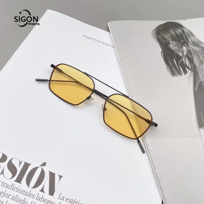 Kính Mát Tròng Màu Vàng Chống Tia UV Thời Trang Cho Cả Nam Và Nữ