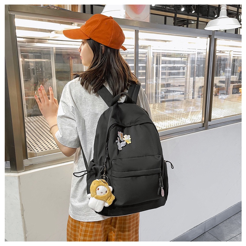 Ba Lô Đi Học Vải Canvas Màu Sắc Ngọt Ngào Phong Cách Hàn Quốc